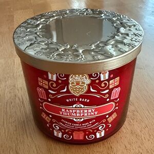 White Barn  3 wick Raspberry Thumbprint Candle - Festive Red